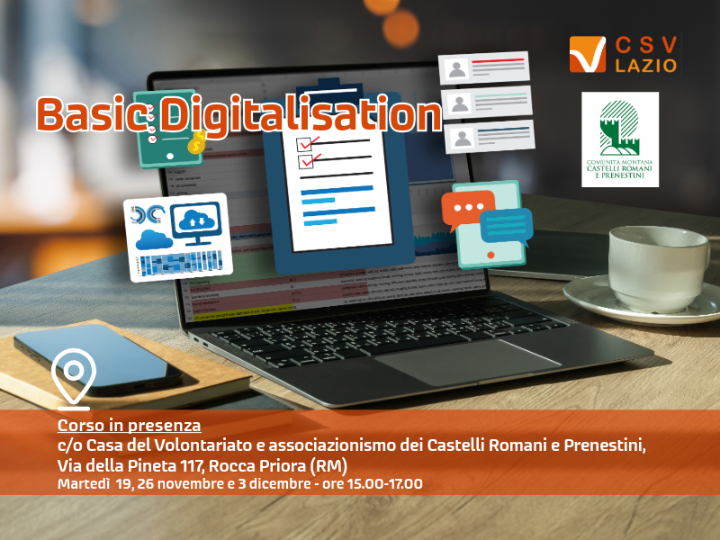 Basic Digitalisation. Primi passi per usare gli strumenti digitali Corso Gratuito in presenza